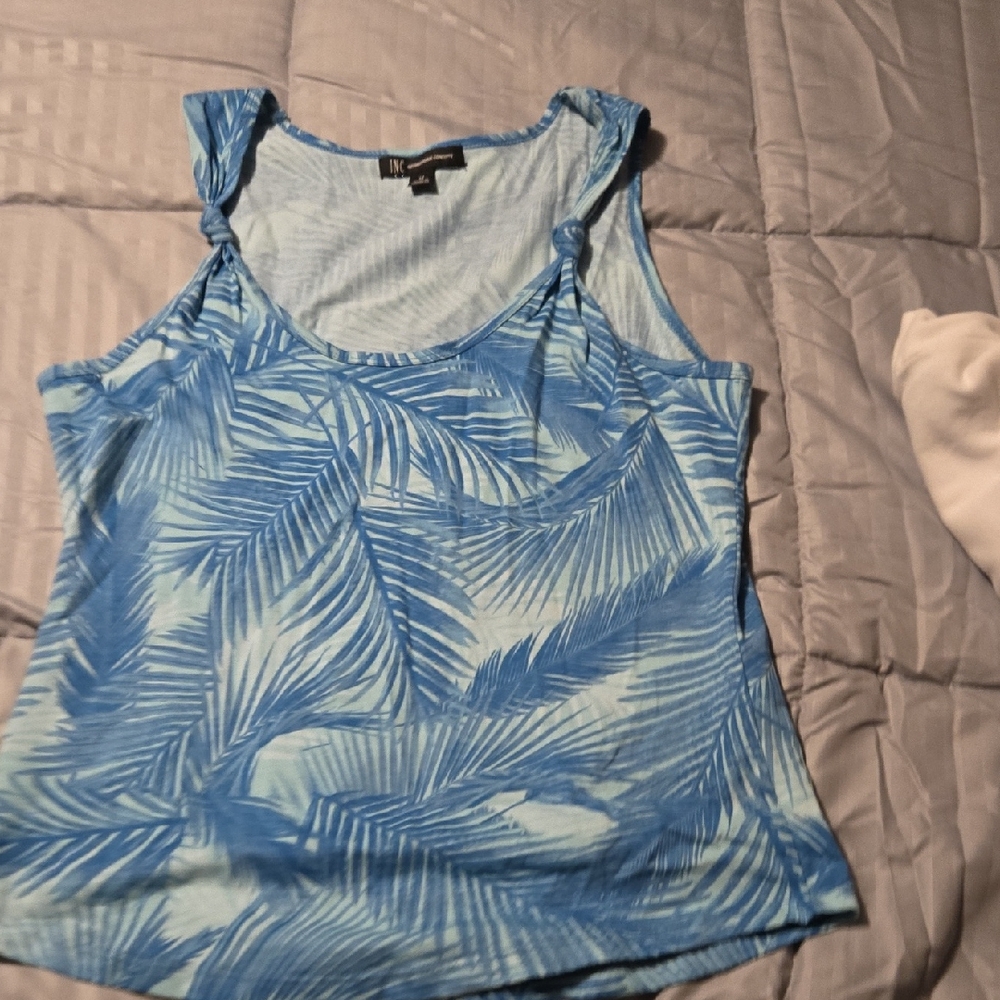 Blue Leaf Print Women's Top